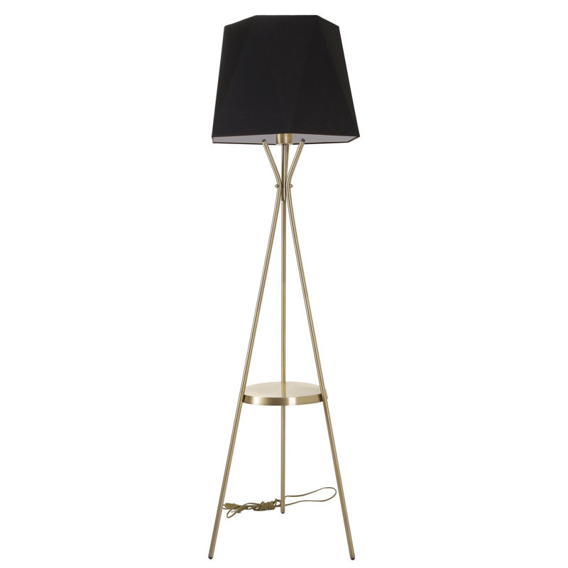 Breigha 165cm Tray Table Floor Lamp, Black