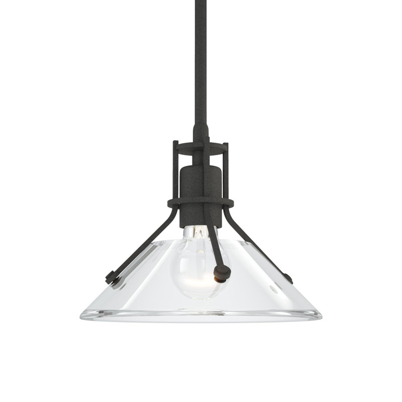 Henry 1 - Light Single Cone Pendant, Clear Glass, Natural Iron