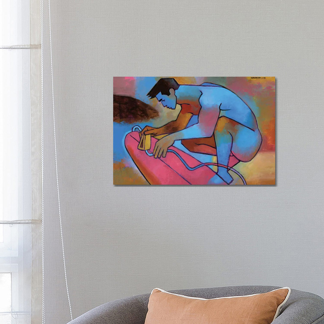 Blauer Surfer von Douglas Simonson - Galerieverpackte Leinwand Giclée auf Leinwand