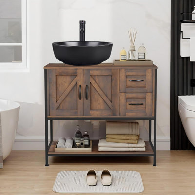 Meuble-lavabo simple 36 po avec lavabo sur pied Farmhouse