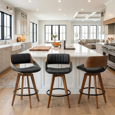 Omar 3-Piece Swivel Upholstered Counter Stool Set