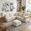 Canapé modulaire moderne de 93,7 po, canapé modulaire, canapé-lit en L, repose-pieds mobile, accoudoirs de rangement et ports USB, mousse haute densité et coussins élégants cousus-129386579