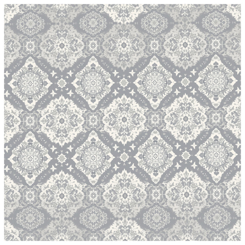 Tapisserie murale grise détaillée - Damas, 68 po H x 80 po L avec 4 œillets