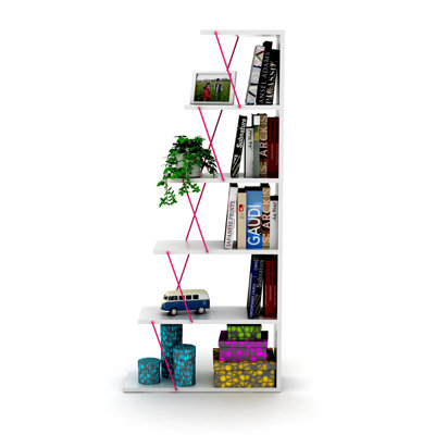 Modern 5 Tier Ladder Bookshelf Organizers Narrow Bookshelf Office Furniture Storage Bookcase by Ebern Designs