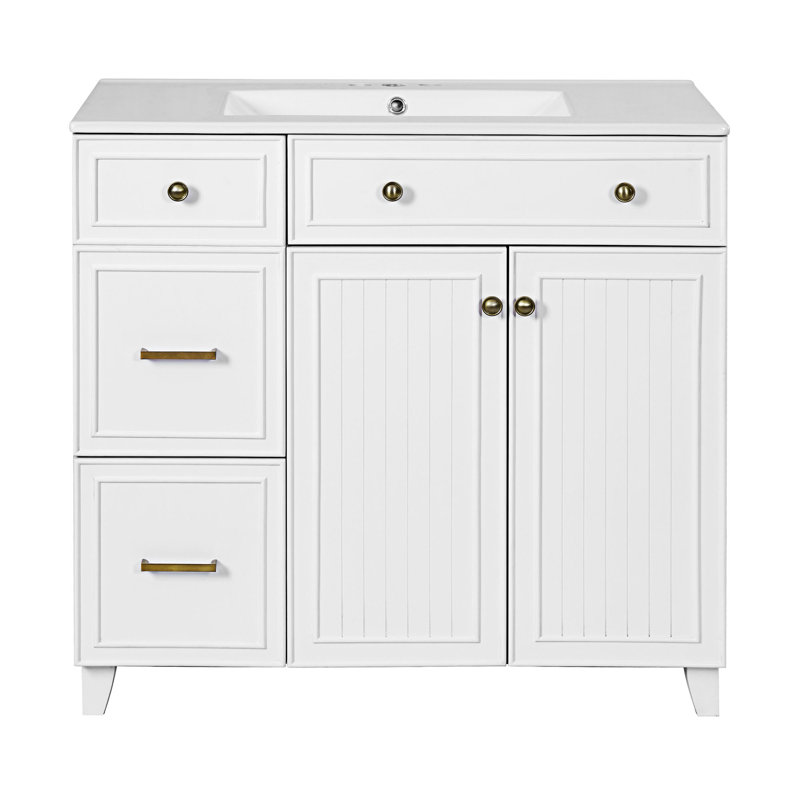 Bathroom Vanity With Ceramic Sink, White