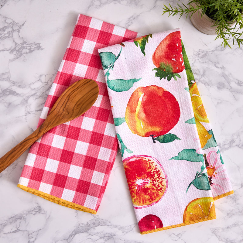 Printed Microfiber Dishtowel Set/2, Bright Blooms