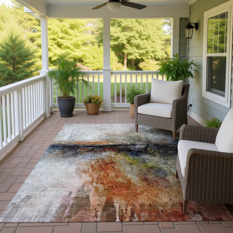 Machine Washable Indoor/Outdoor Chantille ACN2739 Modern Rug, Paprika, 9' x 12'