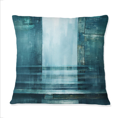 Door To The Other Side Turquoise Riverside I - Abstract Collages Printed Throw Pillow