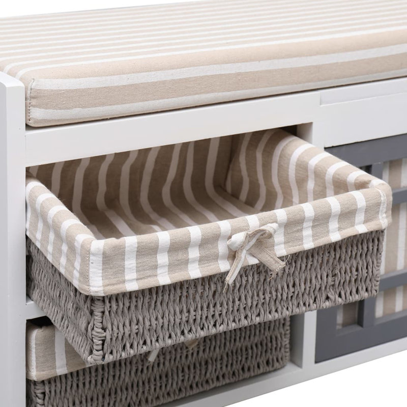 Banc d'entrée en bois de paulownia blanc