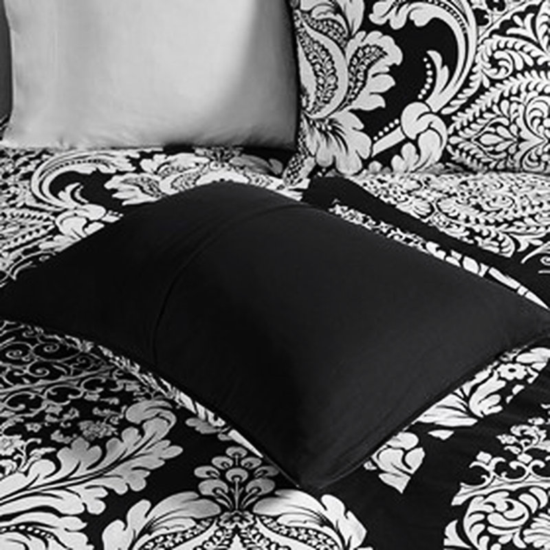 Édredon noir pour très grand lit - 7 pièces en coton imprimé, Black