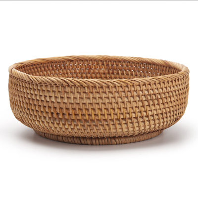 Round Rattan Fruit Baskets Woven Storage Bowls Key Holder Stackable