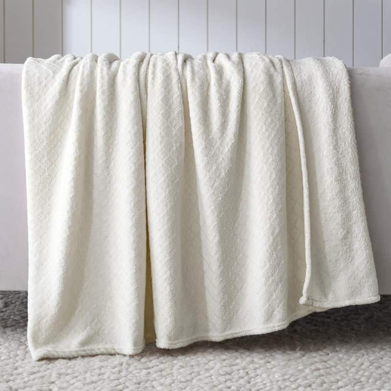 Literie en flanelle Atka Diamond, Lit simple, Ivoire ivoire