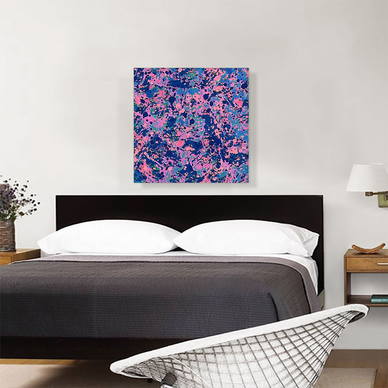 Reproduction d'art sur toile bleu marine, H 26 po x l 26 po x P 1,5 po