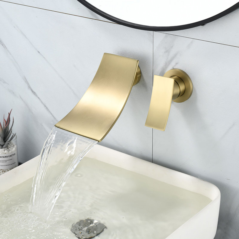 Wall Mounted Optional Single-handle Bathroom Faucet, Brushed Gold