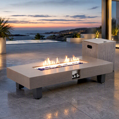 Table de foyer au propane de 137 cm (54 po), table de feu à gaz extérieur de 50 000 BTU avec housse imperméable, foyer rectangulaire pour terrasse, jardin ou patio.