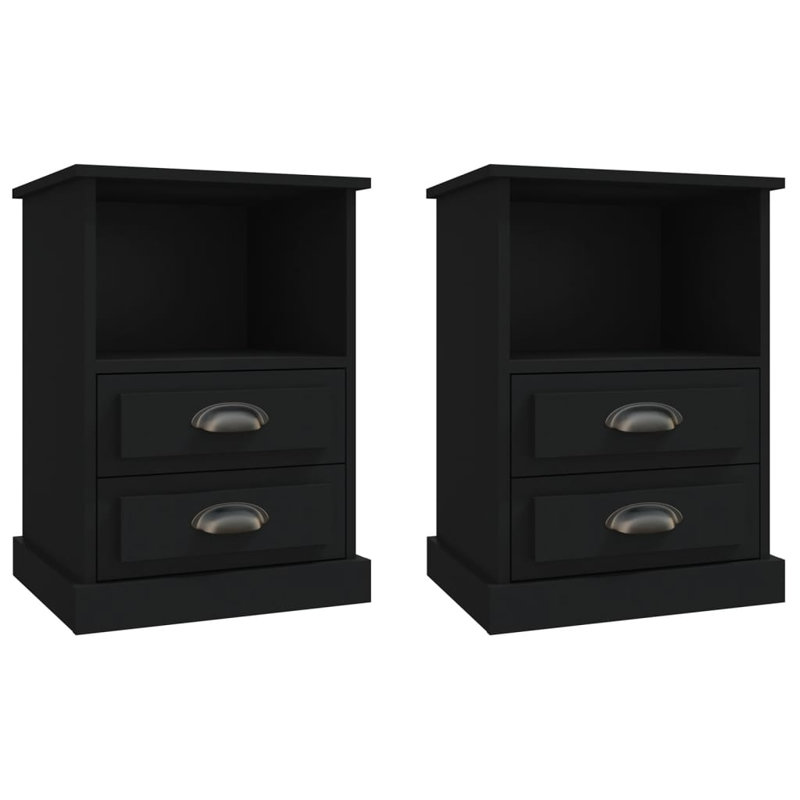 Colena 43cm W Manufactured Wood Bedside Table, Black