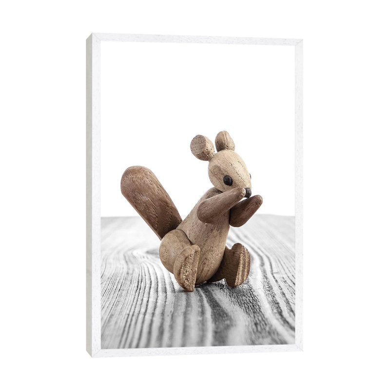 Squirrel Zooline - Print on Canvas, 66.04 cm H x 45.72 cm W, White Framed