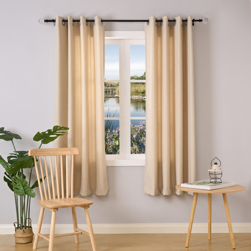 Marun Adjustable Overall Width x 0.75'' Diameter Single Curtain Rod, 48" - 120", Black