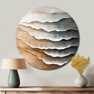 «Waves Calming», art mural rond en métal Coastal Large