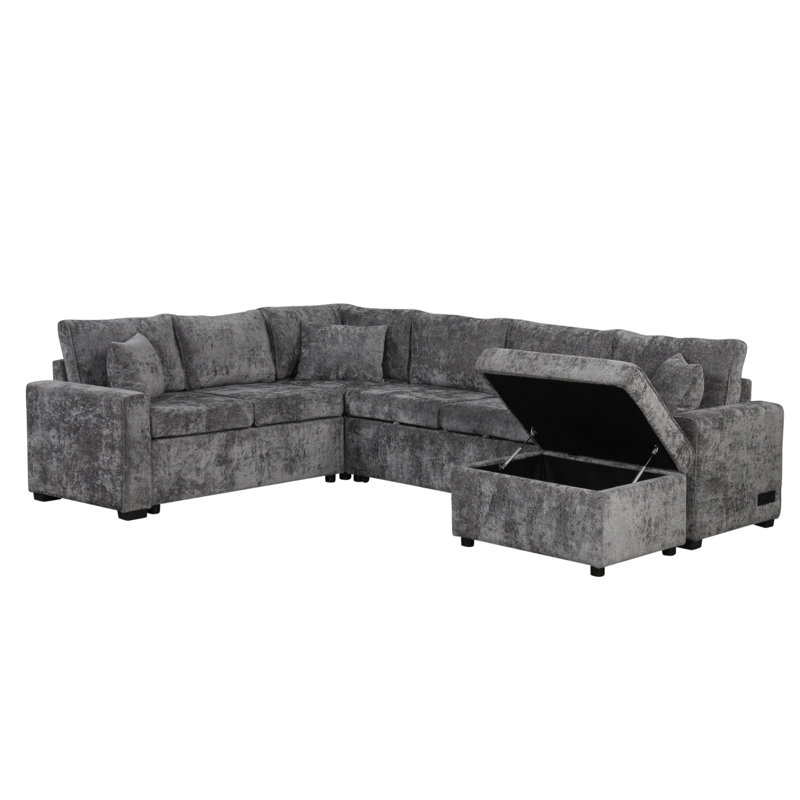 Canapé-lit 112,2 po, Gris chenille