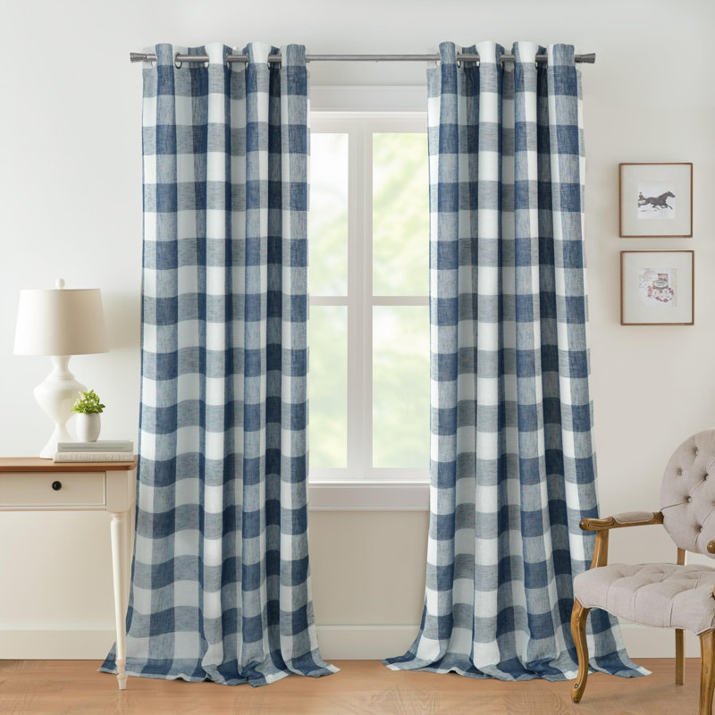 Adamantini Plaid Blackout Thermal Grommet Curtain Panels, Burnt Orange, 52" W x 108" L