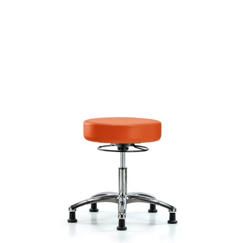 Adjustable Height Ergonomic Lab Stool, Orange Kist Vinyl, Glides