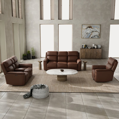 Dual Power Reclining And Love Seat With Manual Swivel Glider Recliner In Pecan - User Controls , Cup Holders Comfortable Seating Arrangement