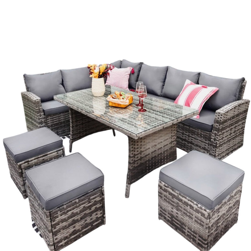 Rectangular 6 - Piece 9 - Person Outdoor Table Set
