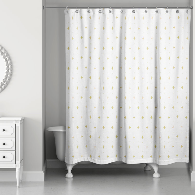 Rideau de douche simple Besni, Jaune/blanc