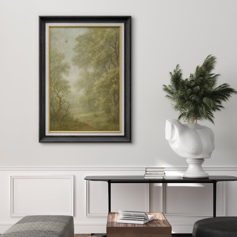 Œuvre encadrée de qualité supérieure - impression de paysage de campagne rétro pour le salon - 26 po x 36 po, Noir