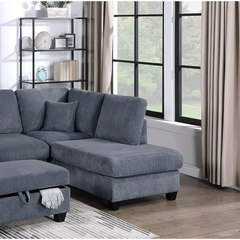 Ensemble de canapé modulaire en L contemporain avec méridienne et repose-pieds