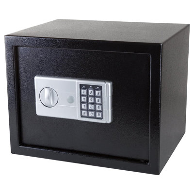 Stalwart Digital Safe - Compact Steel Money Security Box with Electronic Keypad and Manual Override Keys - Strongbox for Valuables
