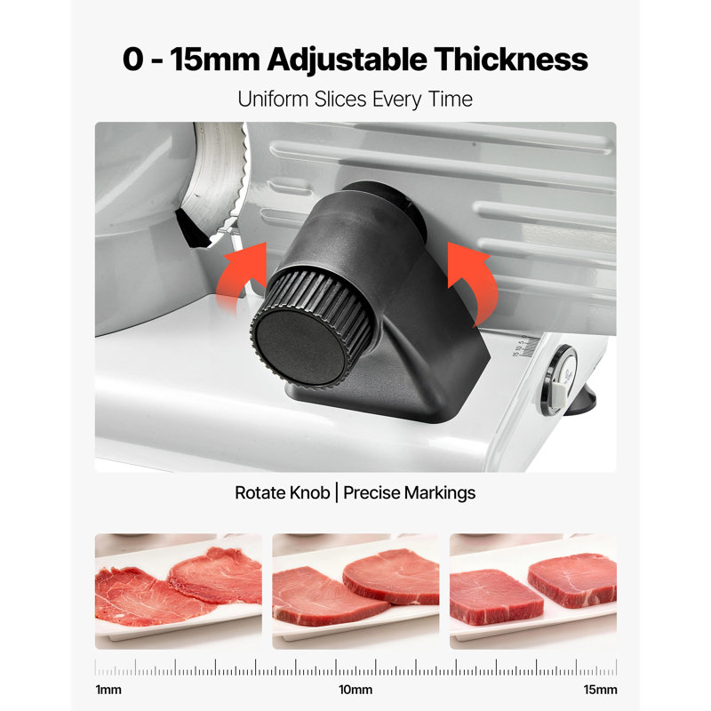 Meat Slicer, 8.6" Electric Deli Slicer with 2 SUS420 Blades & 0-0.6" Adjustable Thickness, 200W Home Food-Slicer for Frozen Meat, Dual Security Lock, Ham, Baguett, Steak, ETL Approved