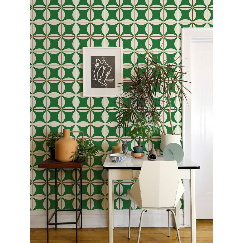 Papier peint Traveller Tile, Autoadhésif, Vert trèfle, Vinyl
