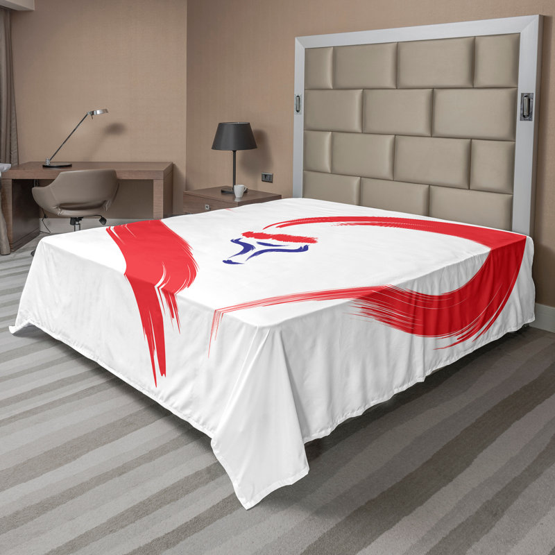 Ambesonne Love Top drap plat brosse dessin cœur signe grand rouge bleu blanc
