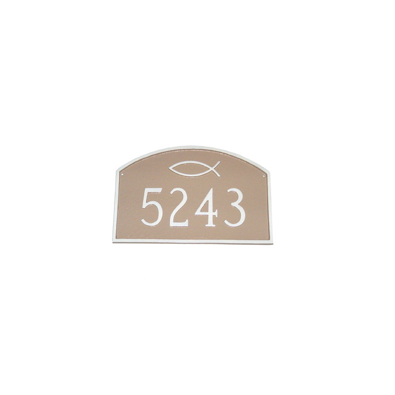 Petite plaque d'adresse sur 1 ligne, Taupe / Blanc