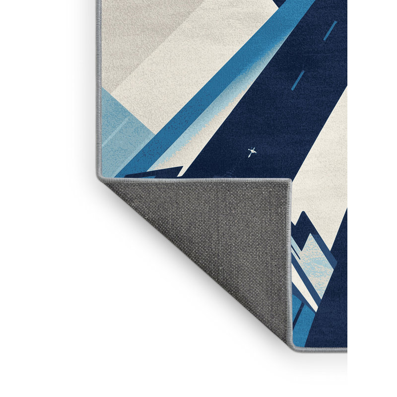 Soft Plush Efimov Space Shuttle Rocket Modern Area Rug in Gray – SkyBlue Binding, 8x12