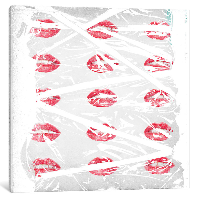 «Lips» par Teis Albers, impression sur toile, H 12 po x l 12 po x P 1,5 po, Toile tendue, Pas de tapis