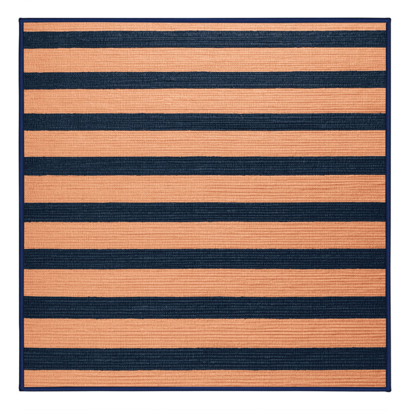 Machine Washable Horizontal Stripes Gray Area Rug, Square 4'