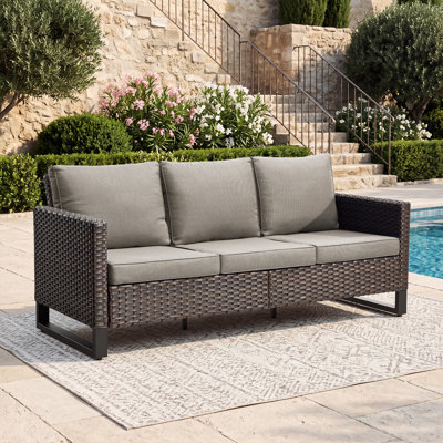 Kaelahni 74" Wide Powder Coated Steel Outdoor Patio Sofa