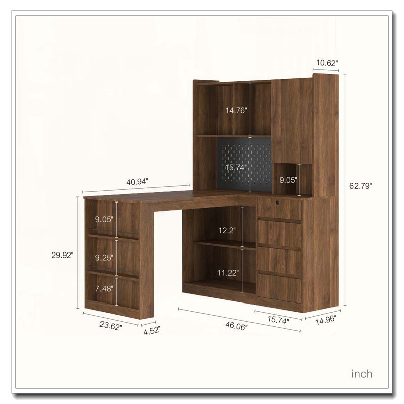Bureau en L, Bois 4