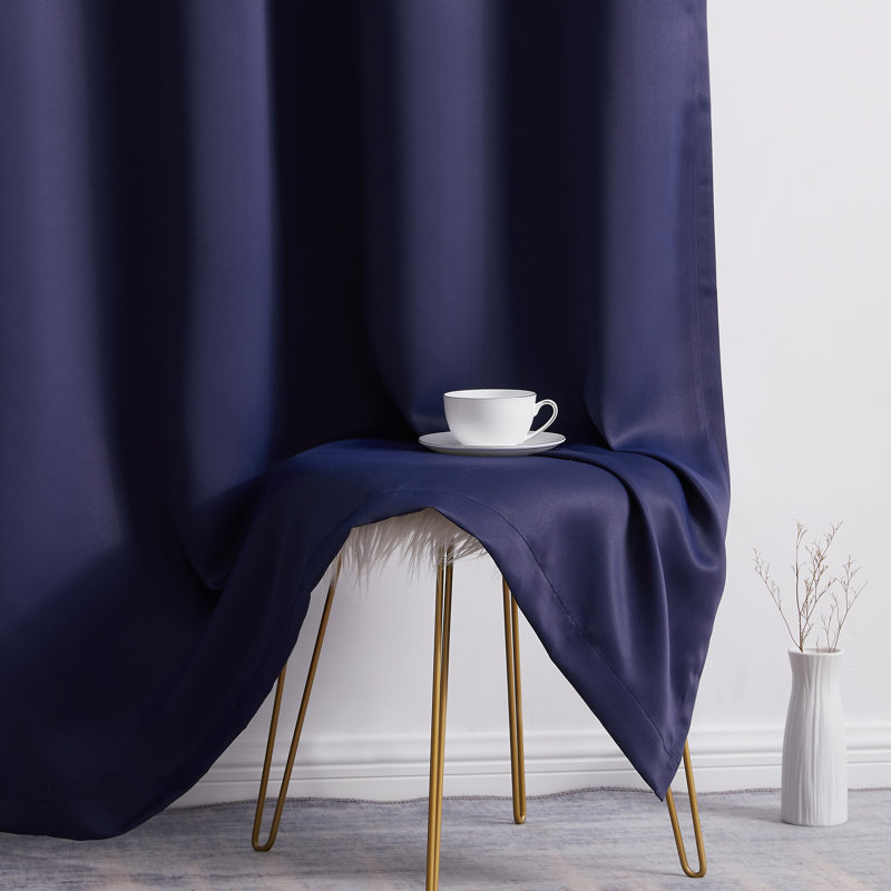 Gerlach Polyester Blackout Thermal Grommet Curtain Pair, 52" W x 96" L, Navy Blue