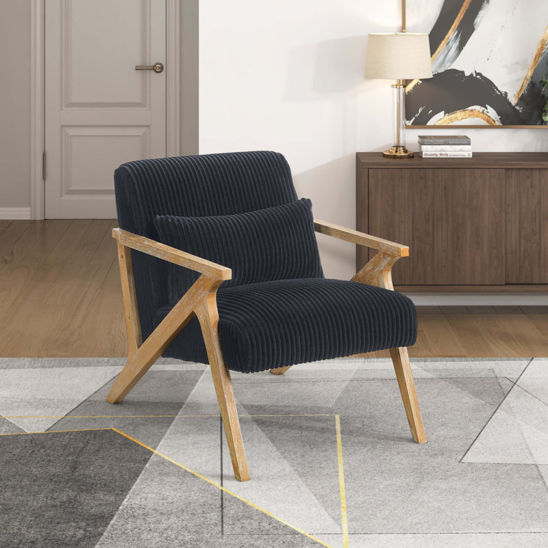 Chaise d'appoint rembourrée avec coussin, Noir