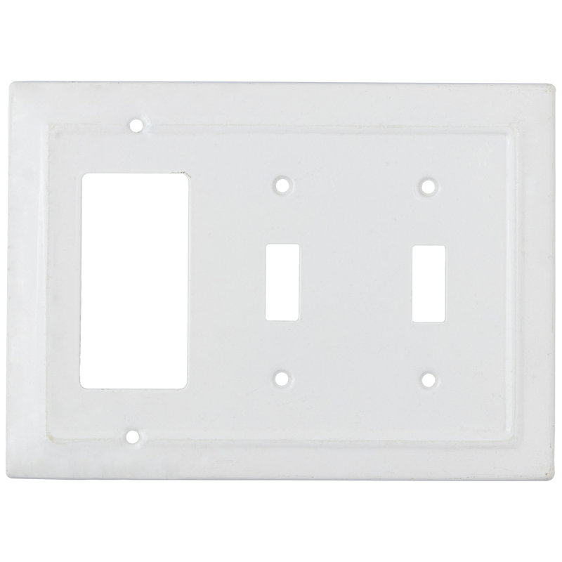 Classic White 3-Gang Double Switch and Rocker Wall Plate