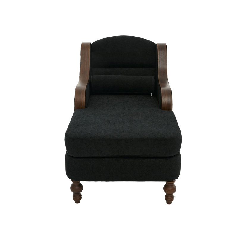 Chaise longue rembourrée avec poches latérales, Noir