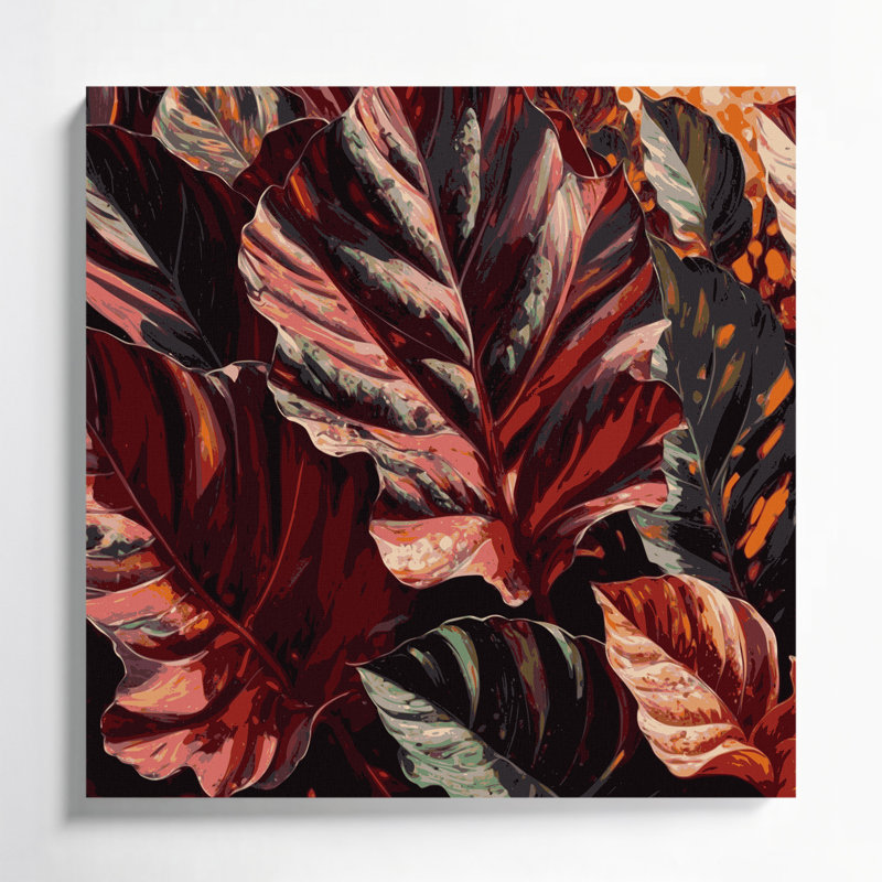 Art mural sur toile Botanical Croton Brown, H 12 po x l 12 po