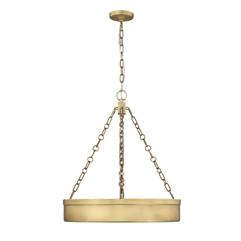 Luminaire suspendu 3 lumières DEL Dusten, H 76 po x l 22 po x P 22 po, Laiton frotté