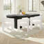 Ensemble de salle à manger à piédestal double 102 po Larson - table noire avec chaises beiges-1054967603-1054967605