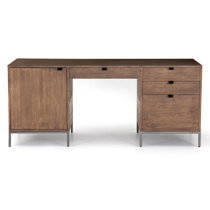 Carmel L-Shaped Desk with White Modesty Panel