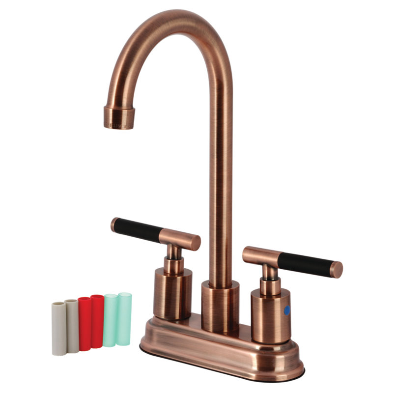 Kingston Brass Kaiser Two-Handle 2-Hole Deck Mount Bar Faucet, Antique Copper